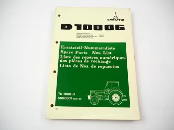 Original Deutz D10006 Schlepper Ersatzteilliste Teilenummernliste 1975
