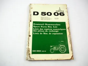 Original Deutz D5006 Schlepper Ersatzteilliste Teilenummernliste 1975