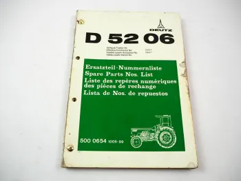 Original Deutz D5206 Schlepper Ersatzteilliste Teilenummernliste 1975