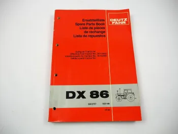 Original Deutz DX86 Traktor ab Fg. 78140001 Ersatzteilliste Ersatzteilkatalog 1982