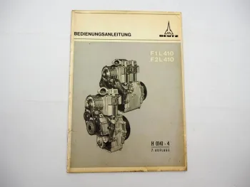 Original Deutz F1L F2L 410 Motor Betriebsanleitung Bedienung Wartung 1970