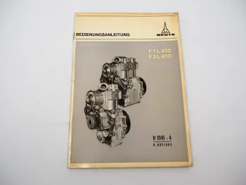 Original Deutz F1L F2L 410 Motor Betriebsanleitung Bedienung Wartung 1971