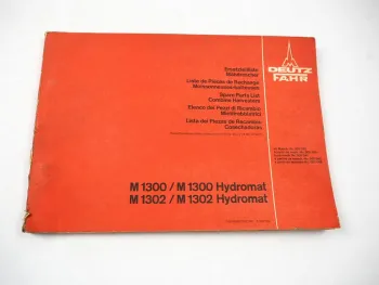 Original Deutz Fahr M1300 M1302 Hydromat Mähdrescher Ersatzteilliste 1978