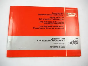 Original Deutz Fahr SFH 3000 4000 3008 4010 A Feldhäcksler Ersatzteilliste 1981