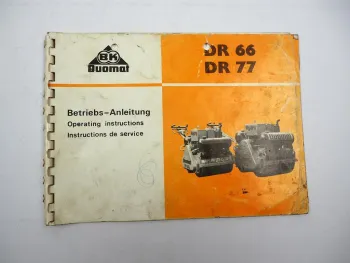 Original Duomat DR66 DR77 Tandem Vibrationswalze Betriebsanleitung Wartung