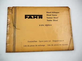 Original Ersatzteilliste Fahr D270 D270H Dieselschlepper 1955 Spare Parts List