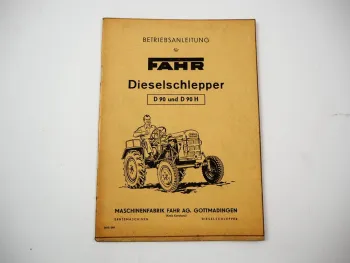 Original Fahr D90 D90H Dieselschlepper Betriebsanleitung Wartung 1954