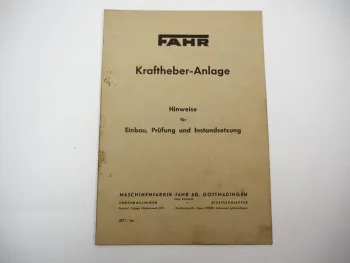 Original Fahr Kraftheber für D12 bis D270H Schlepper Einbau Instandsetzung 1956