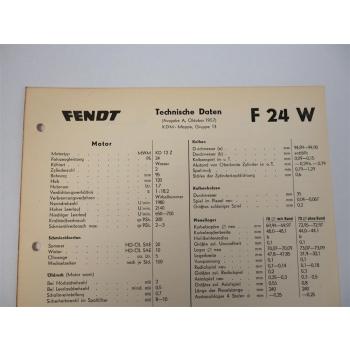 original Fendt Dieselross F 24 W Technische Daten 1957 Datenblatt F24W