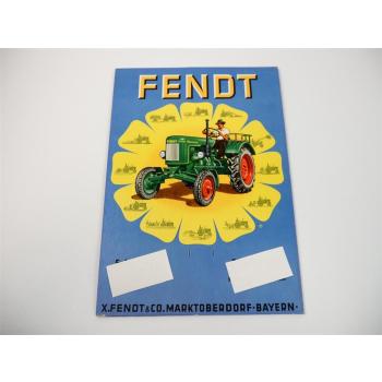 original Fendt Traktor Dieselross Prospekt Werbepappe für Abreißkalender 1950er