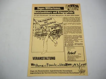 Original Flugblatt Rebell RJVD KABD Kommunisten Veranstaltung 1975
