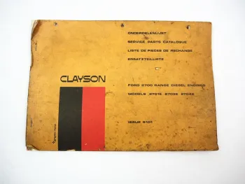 Original Ford 2701 2703 2704 E Diesel Motor für Clayson Ersatzteilliste 1969