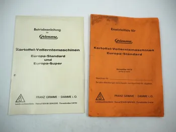 Original Grimme Europa Standard Betriebsanleitung Ersatzteilliste ab 1970