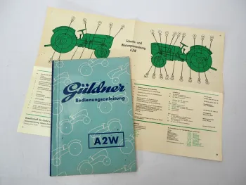 Original Güldner A2W Schlepper mit Motor 2DNS Betriebsanleitung Wartung 1960