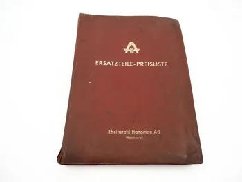 Original Hanomag Ersatzteil Preisliste Teil 2 Radschlepper und Baumaschinen 1970