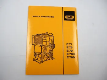 Original Hatz E 71 75 79 780 786 Moteur Notice dutilisation dentretien 1989