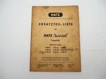 Original Hatz E 80 85 89 G FG FL Dieselmotor luftgekühlt Ersatzteilliste 1963