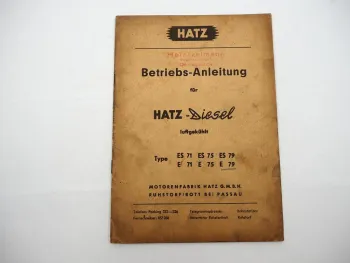 Original Hatz ES E 71 75 79 Dieselmotor Betriebsanleitung Bedienung Wartung 1963