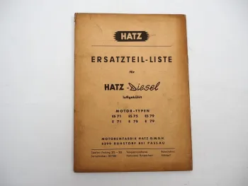 Original Hatz ES E 71 75 79 Dieselmotor luftgekühlt Ersatzteilliste 1963