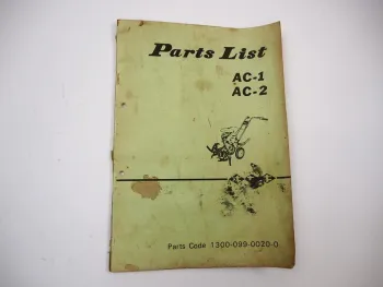 Original Iseki AC-1 AC-2 Motorhacke Ersatzteilliste 1970/76