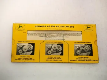 Original John Deere AB 100 200 300 Semoirs Sämaschine Einstelltabelle Schieber