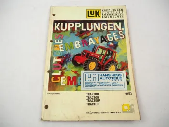 Original Katalog Produktprogramm LUK Kupplungen für Traktoren 1992/93
