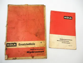 Original Köla Hydromat Mähdrescher Betriebsanleitung Ersatzteilliste 1967/70