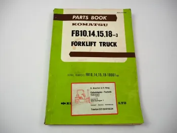 Original Komatsu FB 10 14 15 18 -3 Forklift Parts List Ersatzteilliste 1977