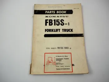 Original Komatsu FB15S-1 Forklift Truck Spare Parts List Ersatzteilliste 1970