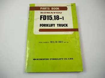 Original Komatsu FD 15 18 -1 Forklift Truck Parts List Ersatzteilliste 1984