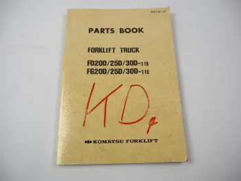Original Komatsu FD FG 20 25 30 -11E Forklift Parts List Ersatzteilliste 1989