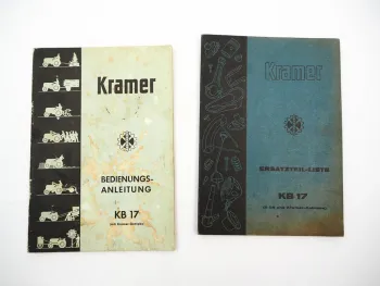 Original Kramer KB 17 Diesel Schlepper Betriebsanleitung Ersatzteilliste 1956