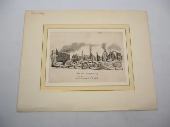 Original Kreidelithografie Hamburg Jungfernstieg nach Brand 1842 D. Leudesdorf
