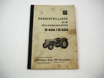 Original Lanz Hela D434 D534 Schlepper Ersatzteilliste Ersatzteilkatalog 1960er