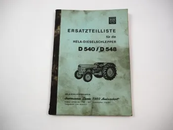 Original Lanz Hela D540 D548 Schlepper Ersatzteilliste Ersatzteilkatalog 1960er