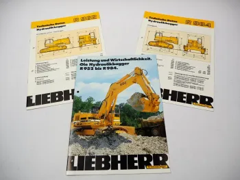Original Liebherr R952 - 984 Hydraulikbagger Prospekt & Technische Daten 1987