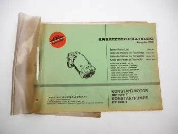 Original Linde MF PF 105 T Hydraulik Konstant Motor Pumpe Ersatzteilliste 1972
