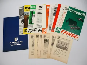 Original Mappe 9x Prospekt 6x Maschinenprüfbericht Fähse Landtechnik 1960er J.