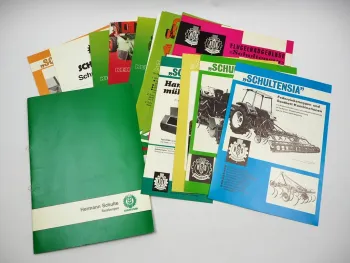 Original Mappe mit 16x Prospekt Hermann Schulte Landtechnik 1970/80er Jahre