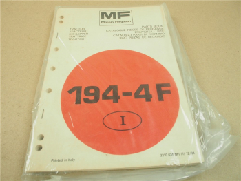 Original Massey Ferguson MF 194-4F Ersatzteilliste 1984 Pezzi Ricambio Pieces