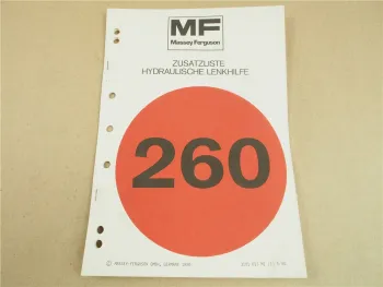 Original Massey Ferguson MF 260 Ersatzteilliste für Hydraulische Lenkhilfe 1980