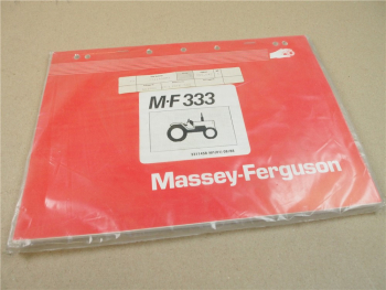 Original Massey Ferguson MF 333 Ersatzteilliste 1988 Pezzi Ricambio Pieces Recha