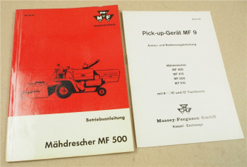 Original Massey Ferguson MF 500 Mähdrescher Bedienungsanleitung 1964 und MF 9