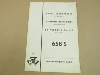 Original Massey Ferguson MF 658S Strohpresse Bedienungsanleitung 1965 Instructio