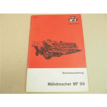 Original Massey Ferguson MF 99 Mähdrescher Betriebsanleitung 1965 Wartung