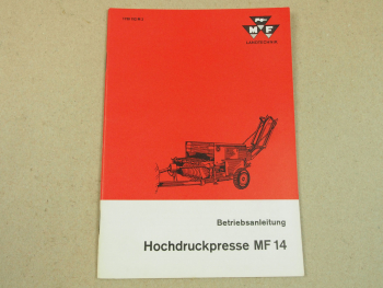 Original Massey Ferguson MF14 Presse Betriebsanleitung 7/1970 Wartung Bedienung