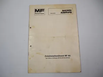 Original Massey Ferguson MF193 Mähwerk für MF 235 245 255 Betriebsanleitung 1977