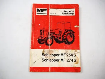 Original Massey Ferguson MF254 MF274 S AS Dieselschlepper Betriebsanleitung 1981