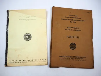 Original Massey Harris Ferguson 630 Mähdrescher Betriebsanleitung Ersatzteilliste