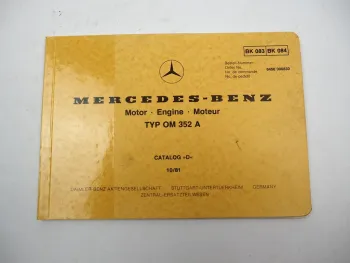 Original Mercedes Benz OM352 A Motor Engine Ersatzteilliste Bildkatalog 10/1981